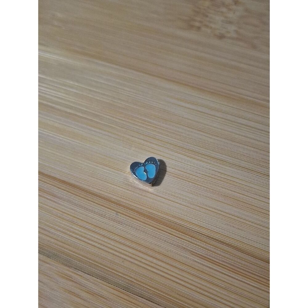Heart-Shaped Blue Footprint "It's A Boy" Charm For Floating Lockets